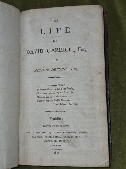 The Life of David Garrick 1801 Arthur Murphy Dublin Wogan Burnet Porter5
