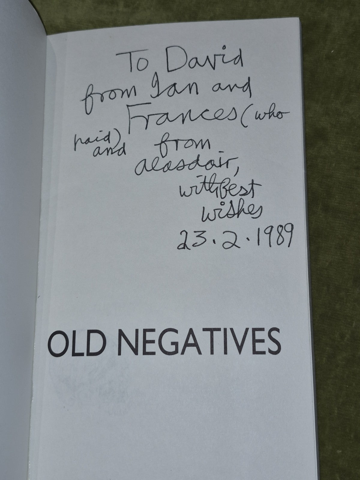 Old Negatives by Alasdair Gray First Edition Signed Paperback3