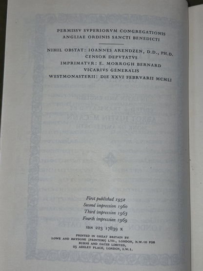 Rule of Saint Benedict Latin English Abbot Justin McCann Burns & Oates 19697