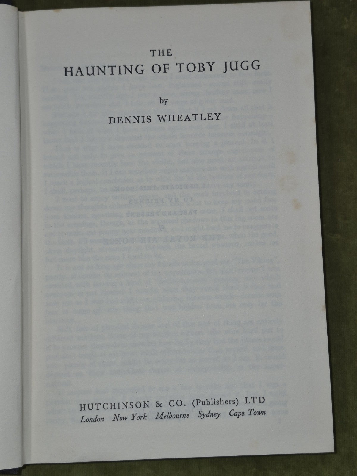 The Haunting of Toby Jugg by Dennis Wheatley 1948 First edition7