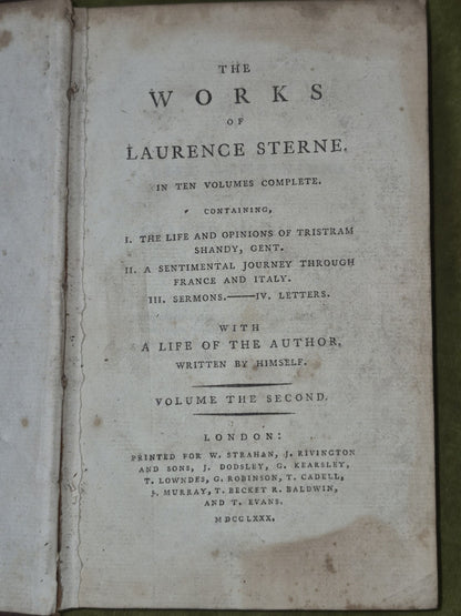 The Works of Laurence Sterne 1780 Volume 2 W Strahan Odd Volume4