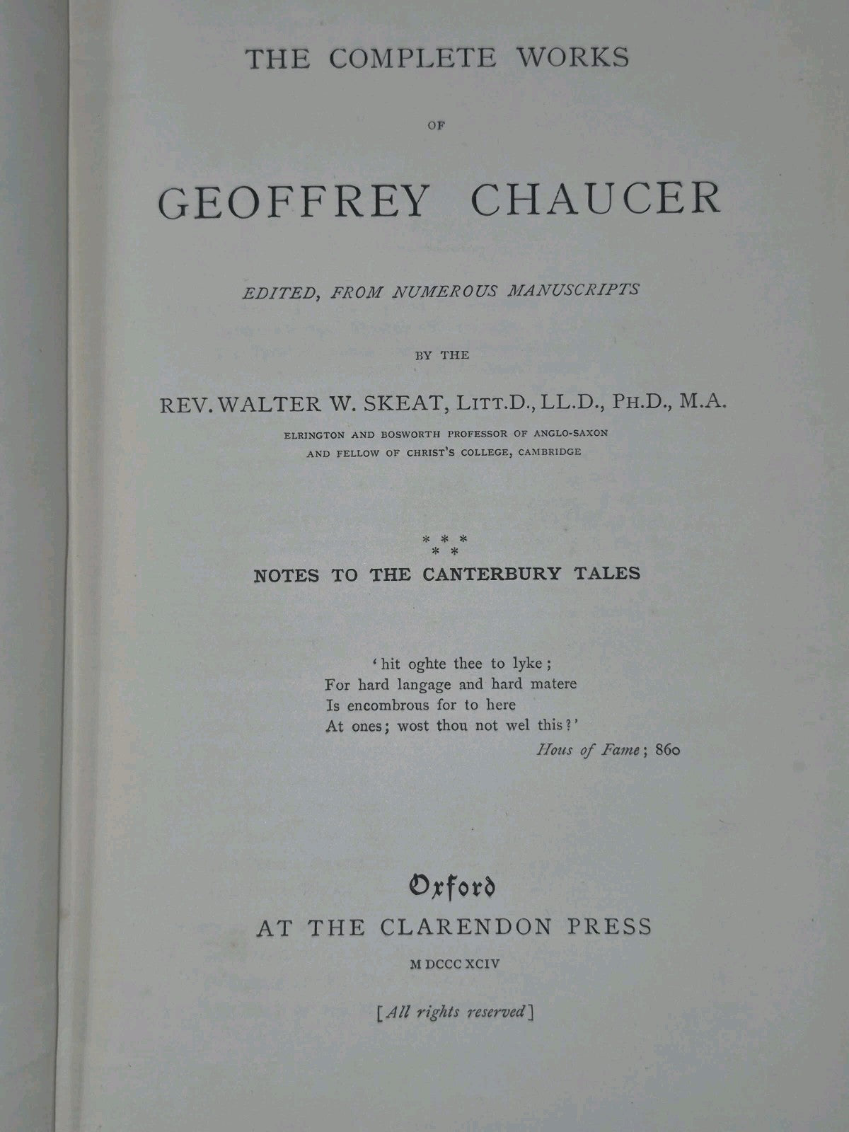 The Complete Works of Geoffrey Chaucer 1894 Oxford Clarendon 5 Vols8
