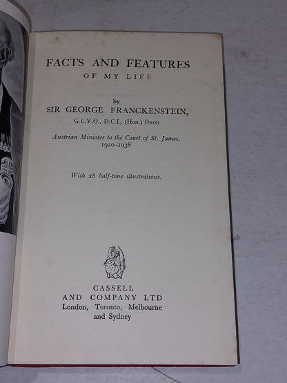 Facts And Features Of My Life Book 1939 - Sir George Franckenstein 1st Edition3