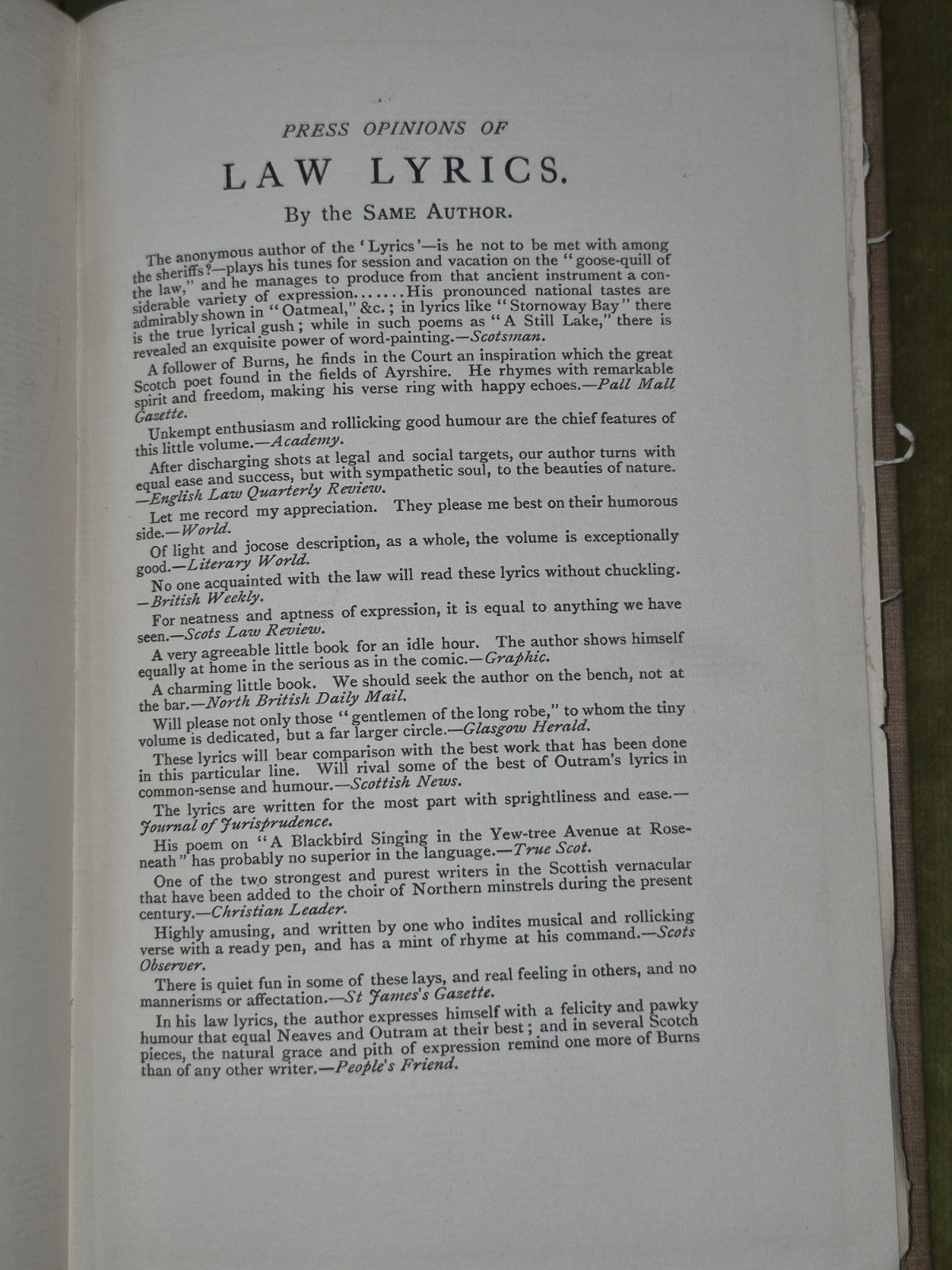 MORE LAW LYRICS  Poems by Robert Bird First Edition London 18984