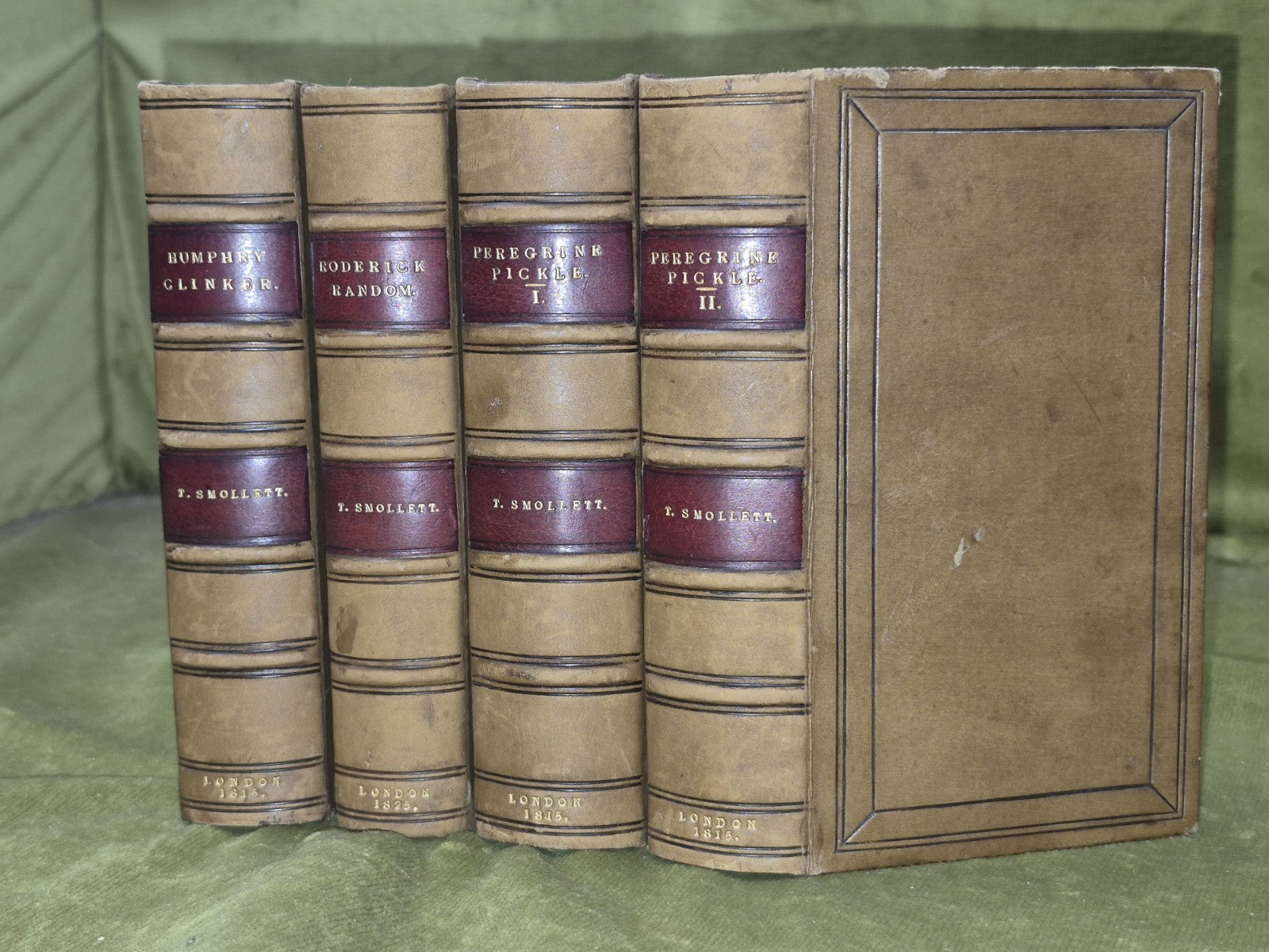 T Smollett Peregrine Pickle Humphry Clinker Roderick Random 1815 Set Leather0