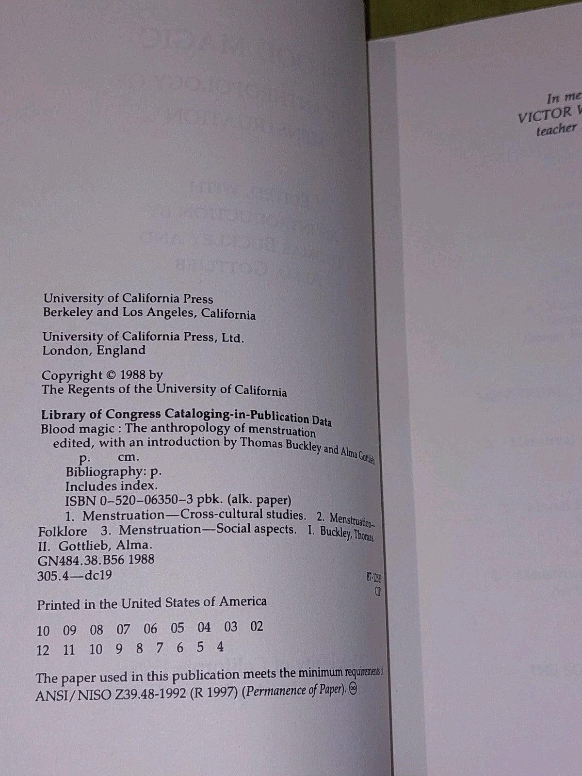 Blood Magic By Thomas Buckley & Alma Gottlieb [Uni Of California Press] 1988 Pb3