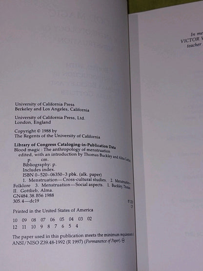 Blood Magic By Thomas Buckley & Alma Gottlieb [Uni Of California Press] 1988 Pb3