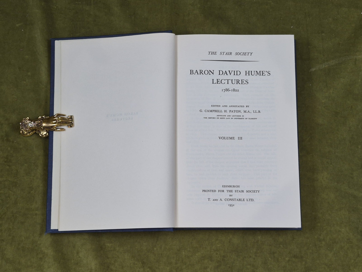 Baron David Hume's Lectures Vol 3 - ed. G Campobell H Paton Stair Society 19523