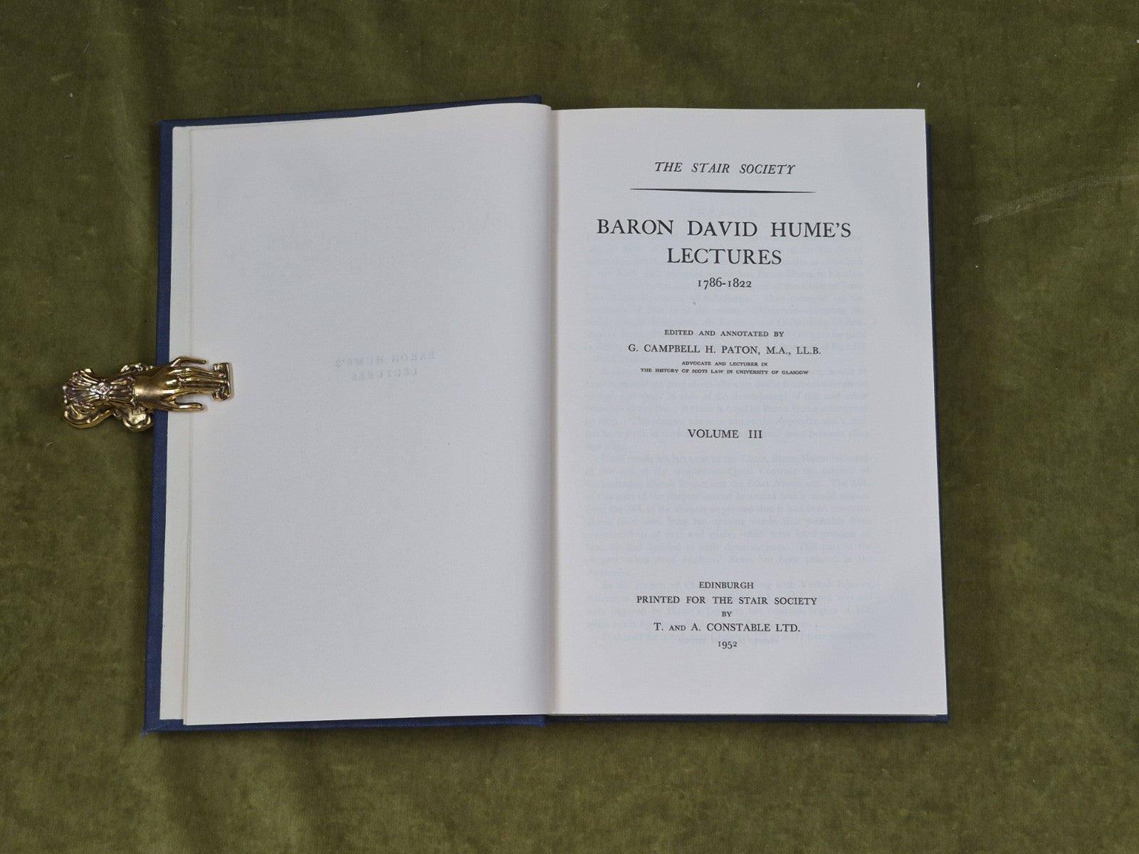 Baron David Hume's Lectures Vol 3 - ed. G Campobell H Paton Stair Society 19523