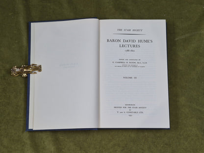 Baron David Hume's Lectures Vol 3 - ed. G Campobell H Paton Stair Society 19523