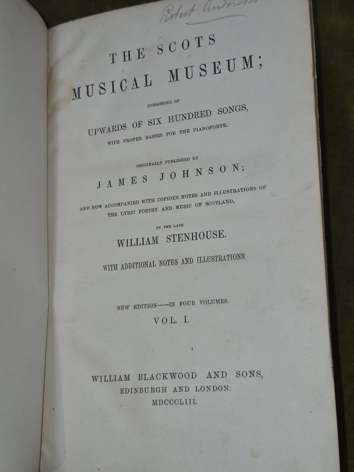 The Scots Musical Museum Burns 1853 William Blackwood William Stenhouse13