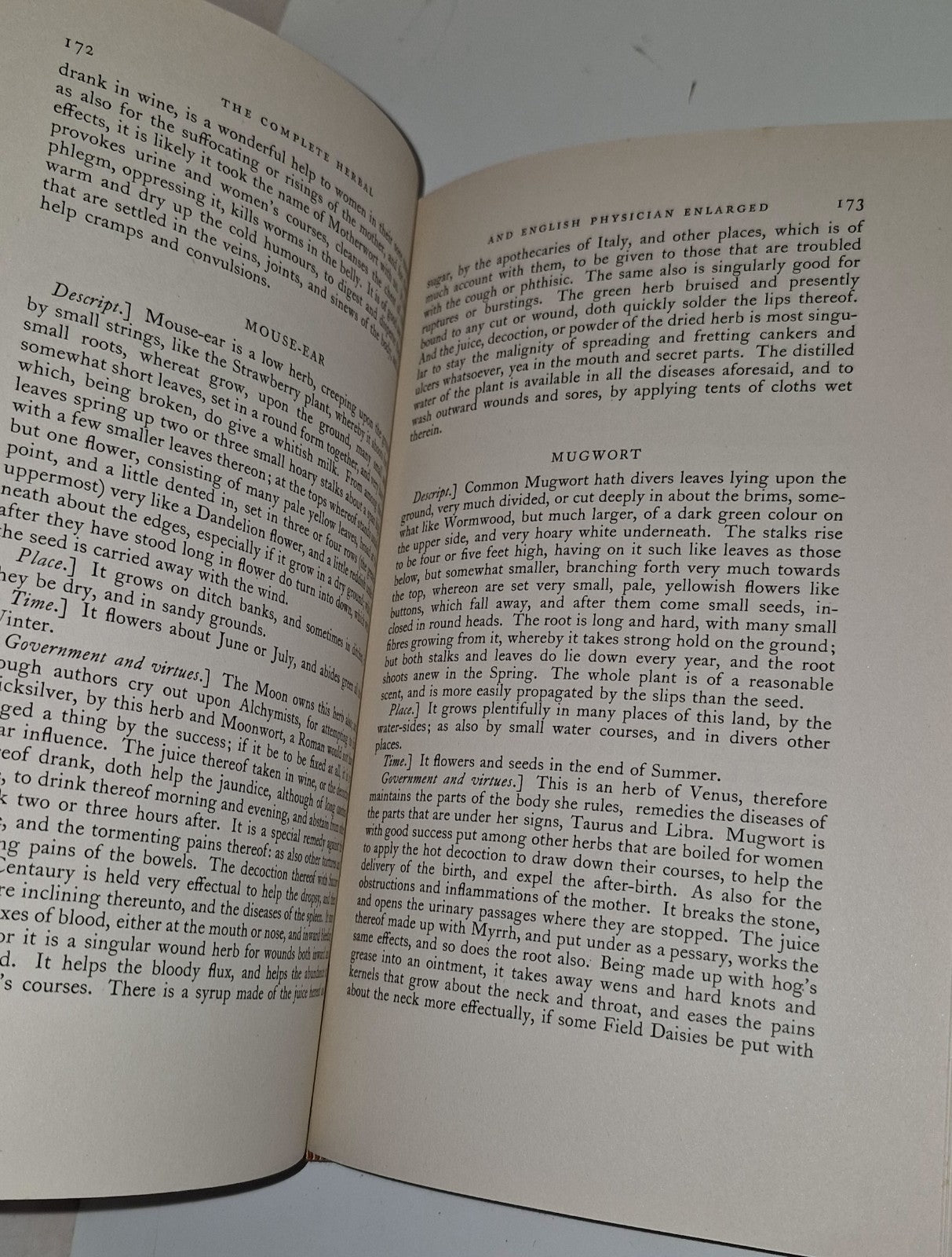 The Complete Herbal By Nicholas Culpeper 1953 Facsimile Edition ICI8