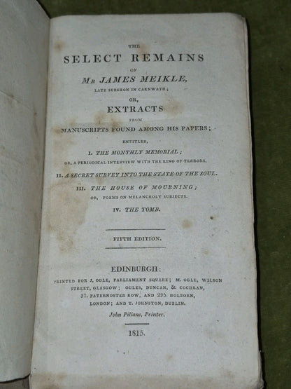Select Remains of Mr James Meikle Fifth Edition 1815 Edinburgh0