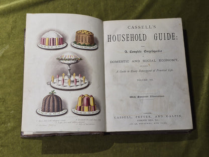 Cassell's Household Guide - 4 Volumes in 2 Half-leather early print9