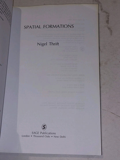 Spatial Formations  Nigel Thrift [SAGE publications] (1996) pb book2