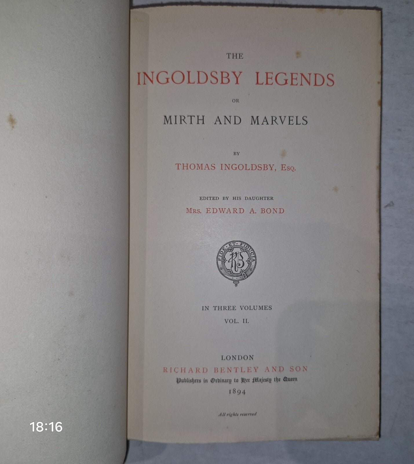 The Ingoldsby Legends (or Mirth and Marvels) 88th Edition  1894 3 Volume Set17