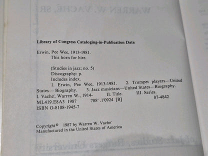 This Horn For Hire - The Life and Career of Pee Wee Erwin (1987) Warren W Vache6