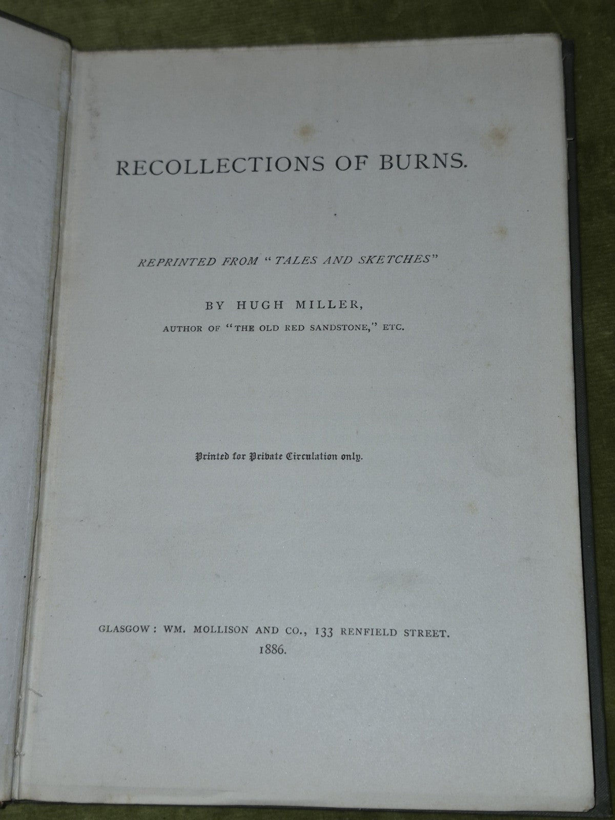 Recollections of Robert Burns (1886)  From Tales And Sketches By Hugh Miller 5