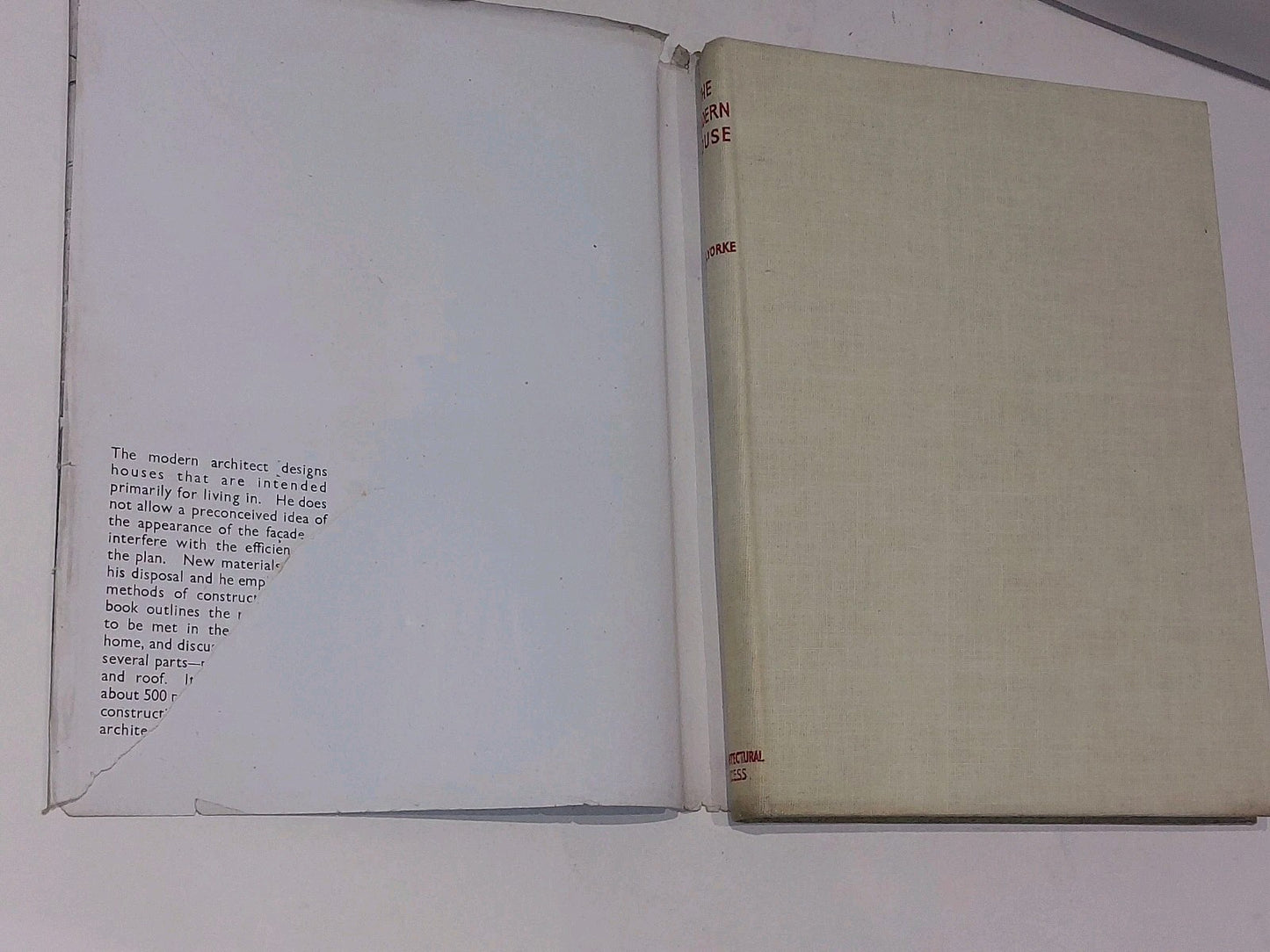 1944 THE MODERN HOUSE ARCHITECTURE BOOK F.R.S. YORKE LONDON Rare Dust Jacket HB4