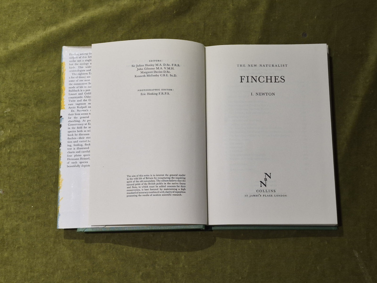 Finches - Ian Newton , Collins 1972 1st Ed HB DJ4