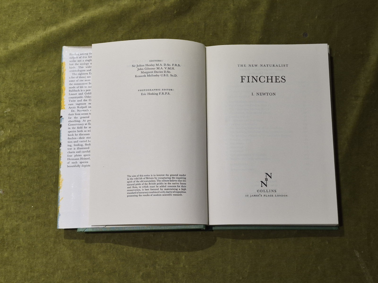 Finches - Ian Newton , Collins 1972 1st Ed HB DJ4