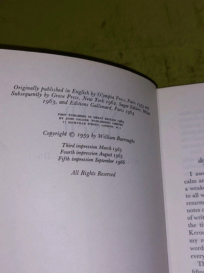 WILLIAM BURROUGHS The Naked Lunch UK 1st Edition, fifth impression 1966 DJ5