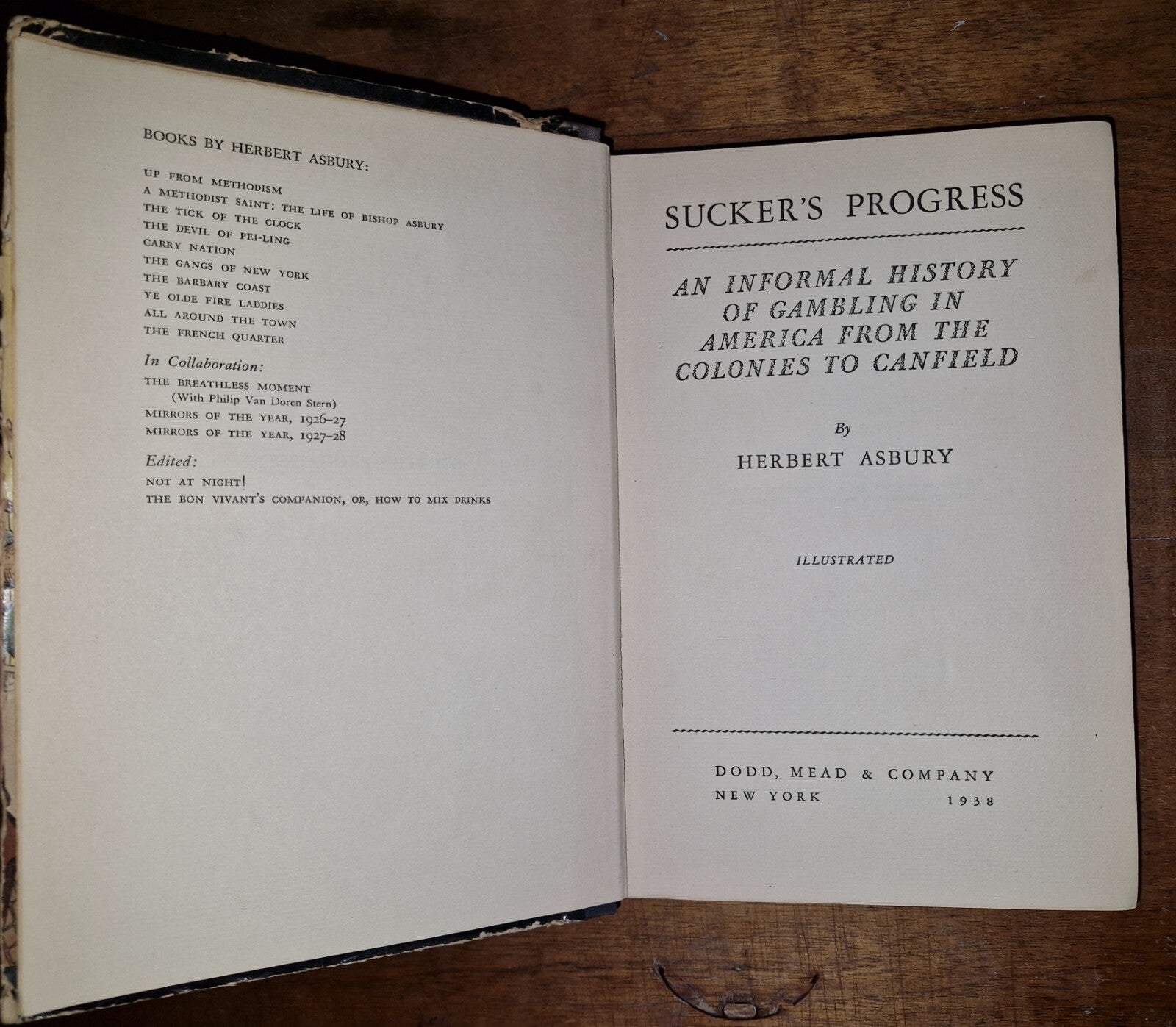 SUCKER'S PROGRESS by Herbert Asbury - 1938 Hardcover First Edition Illustrated 7
