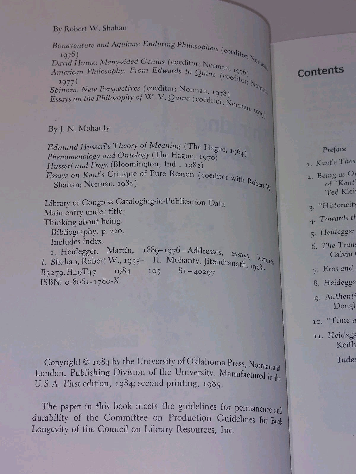 Thinking About Being : Aspects of Heidegger's Thought By Shahan & Mohanty Hb4