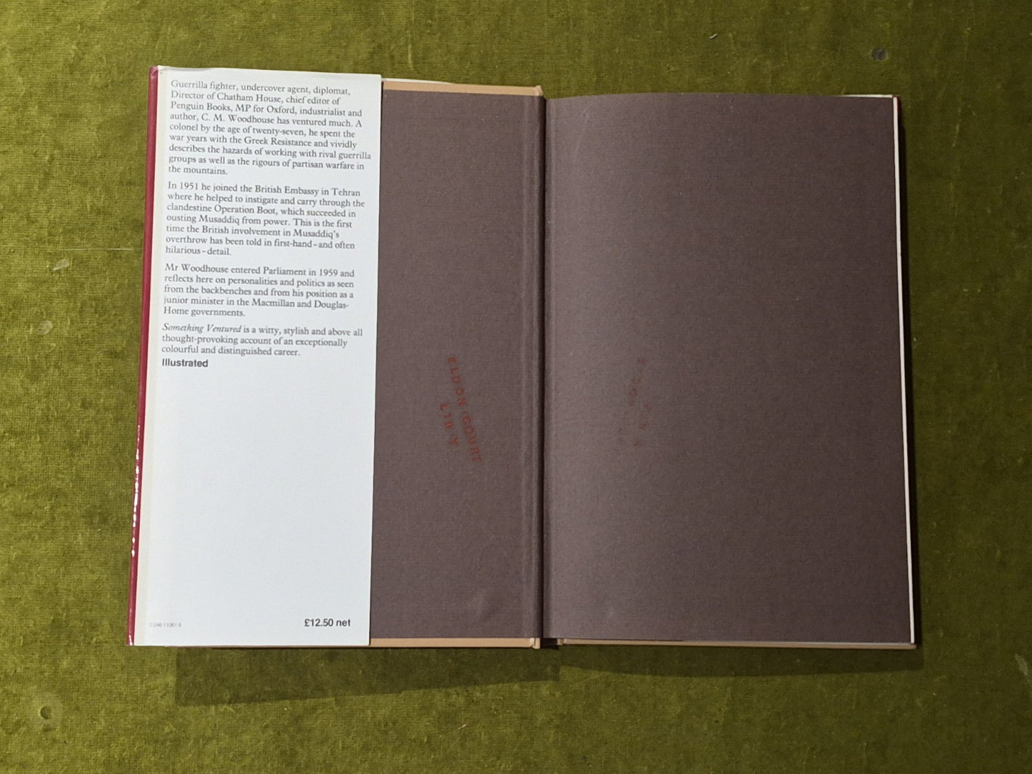 The Autobiography of C M Woodhouse : Something Ventured - Granada 1982 1st HB DJ4