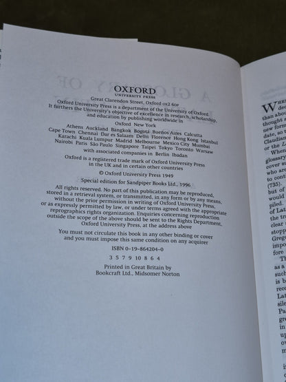 Glossary of Later Latin to 600 AD - Alexander Souter - Oxford Press - 1996 Hb/Dj5