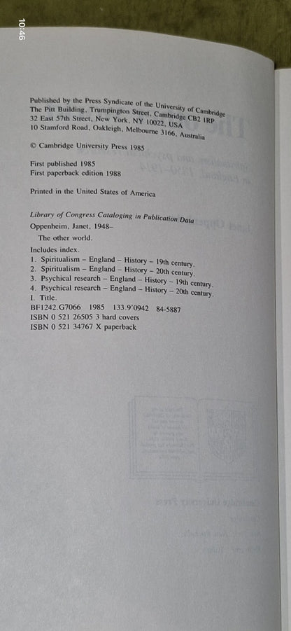 Janet Oppenheim :  The Other World Spiritualism and Physical Research in England5