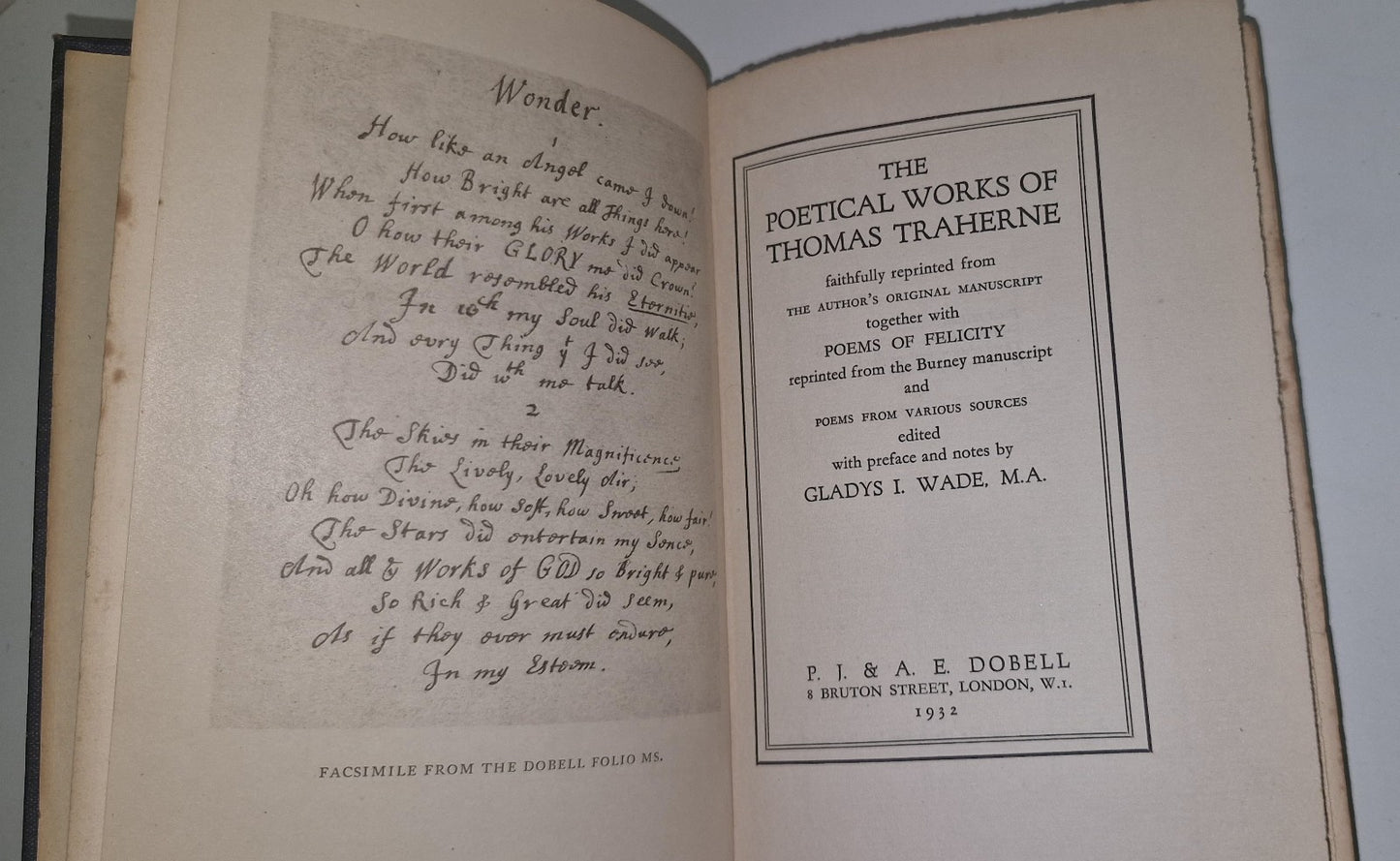 Poetical Works of Thomas Traherne (1932) [P J & A E Dobell] Hb Book6