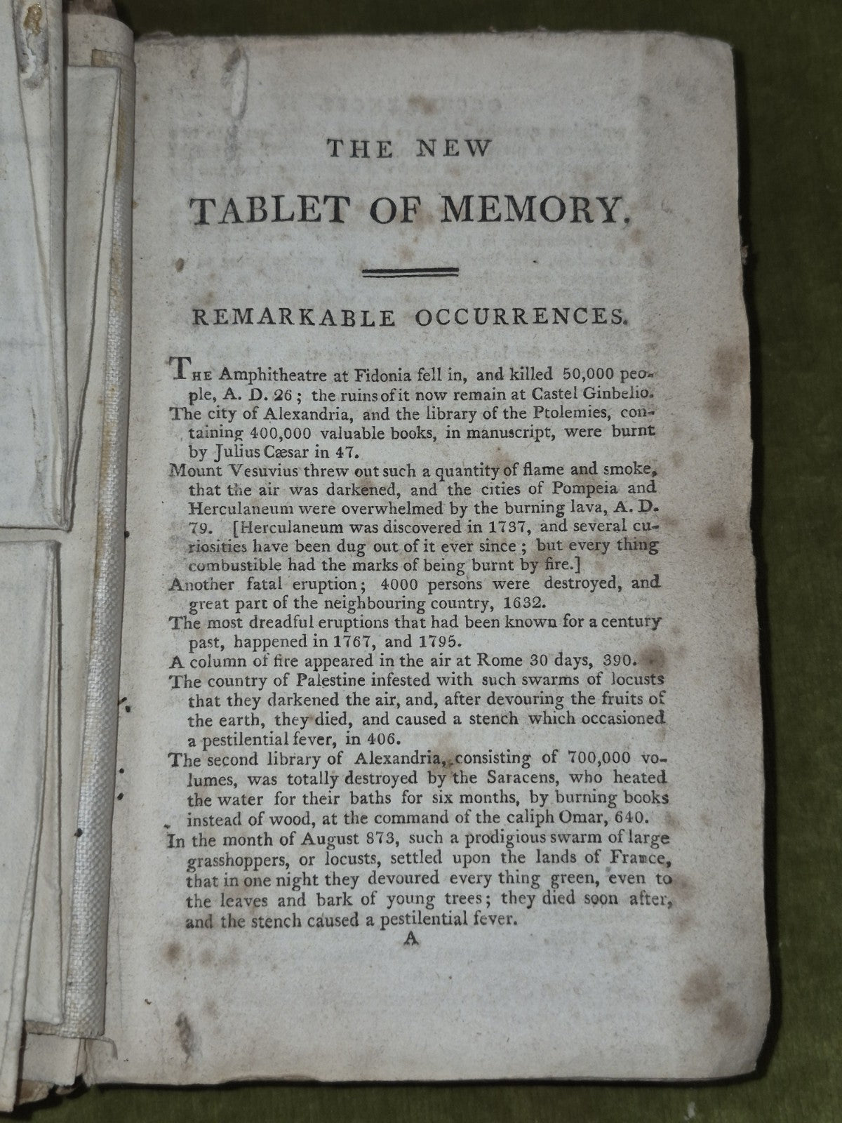 The New Tablet of Memory Illustrated with a Chart British Foreign 1807 J Moir7