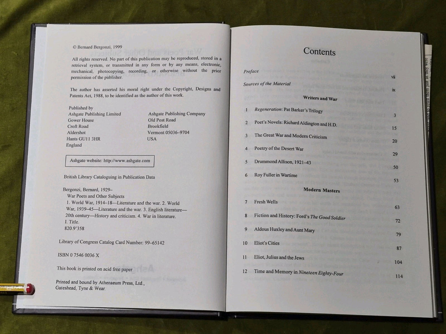 War Poets and Other Subjects, Bernard Bergonzi4