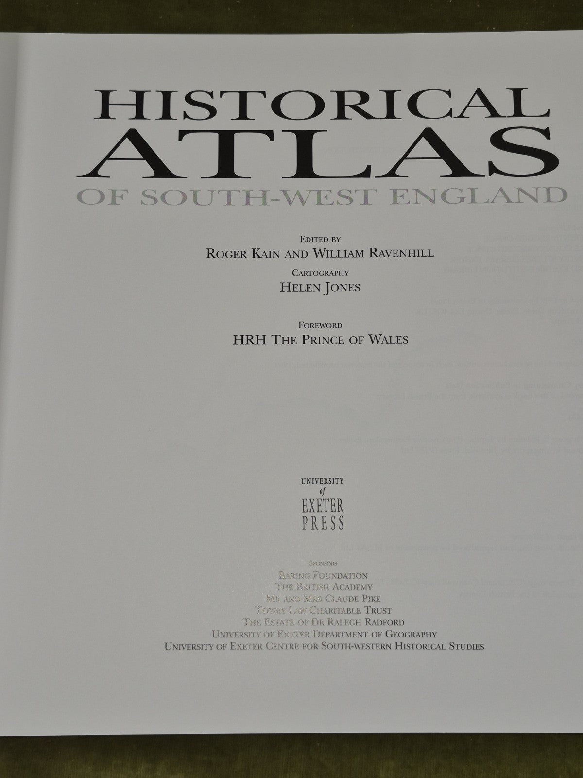 Historical Atlas of South-West England Hardcover Kain & Ravenhill3