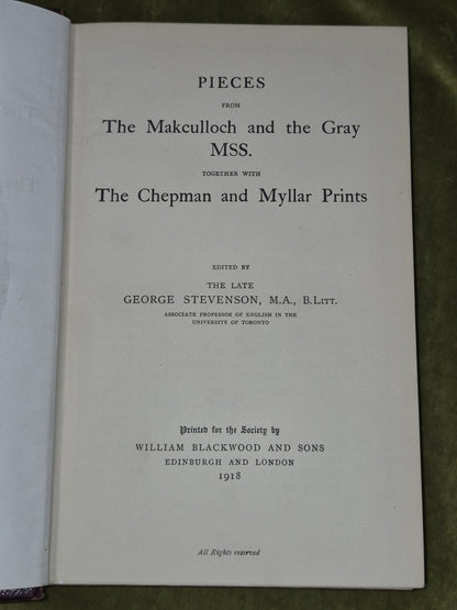 The Makculloch and the Gray MSS Chepman Myllar Prints Scottish Text Society 19183