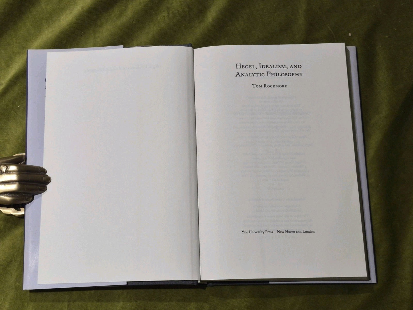 Hegel, Idealism and Analytic Philosophy  Tom Rockmore  Hardback  Very Good3