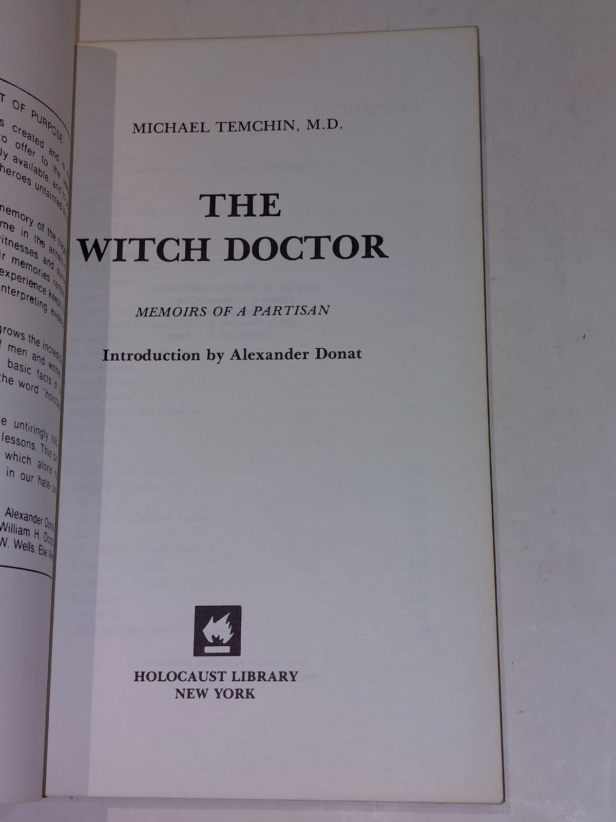 The Witch Doctor: Memoirs of a Partisan by Michael Temchin (1983) Pb3