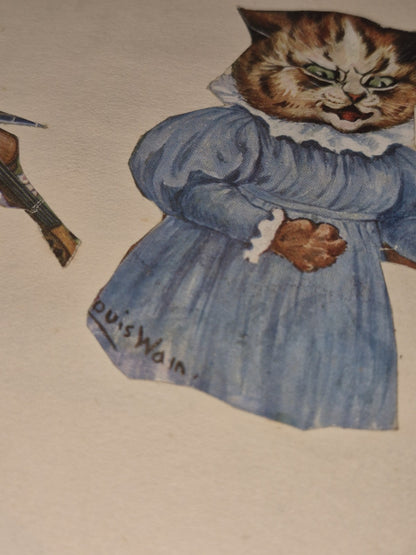 Edwardian Scrapbook Louis Wain & Fashion plates Full 80 pages  ephemera 16x11"6