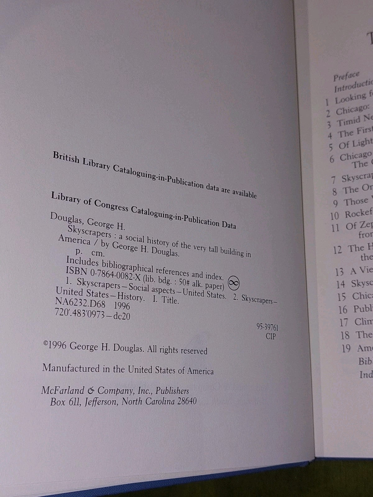Skyscrapers : Social History In America  George Douglas [MacFarland] (1996) Hb3