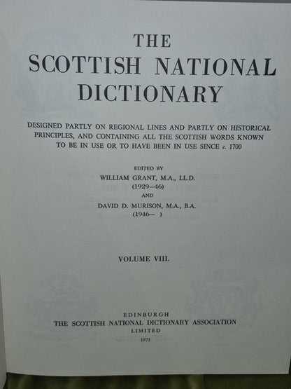 The Scottish National Dictionary (1941) William Grant Volumes 1-10 First Edition13