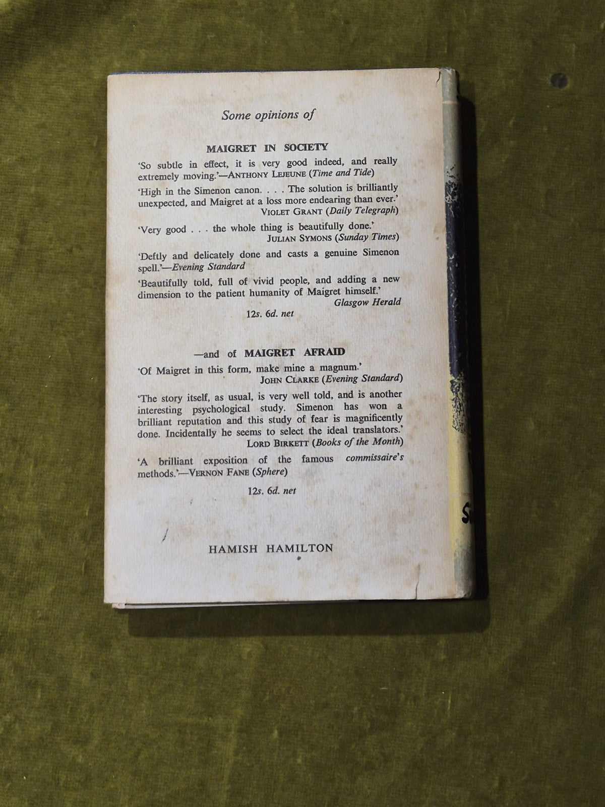 Georges SIMENON / Madame Maigret's Friend Translated from the French 1st Edition1