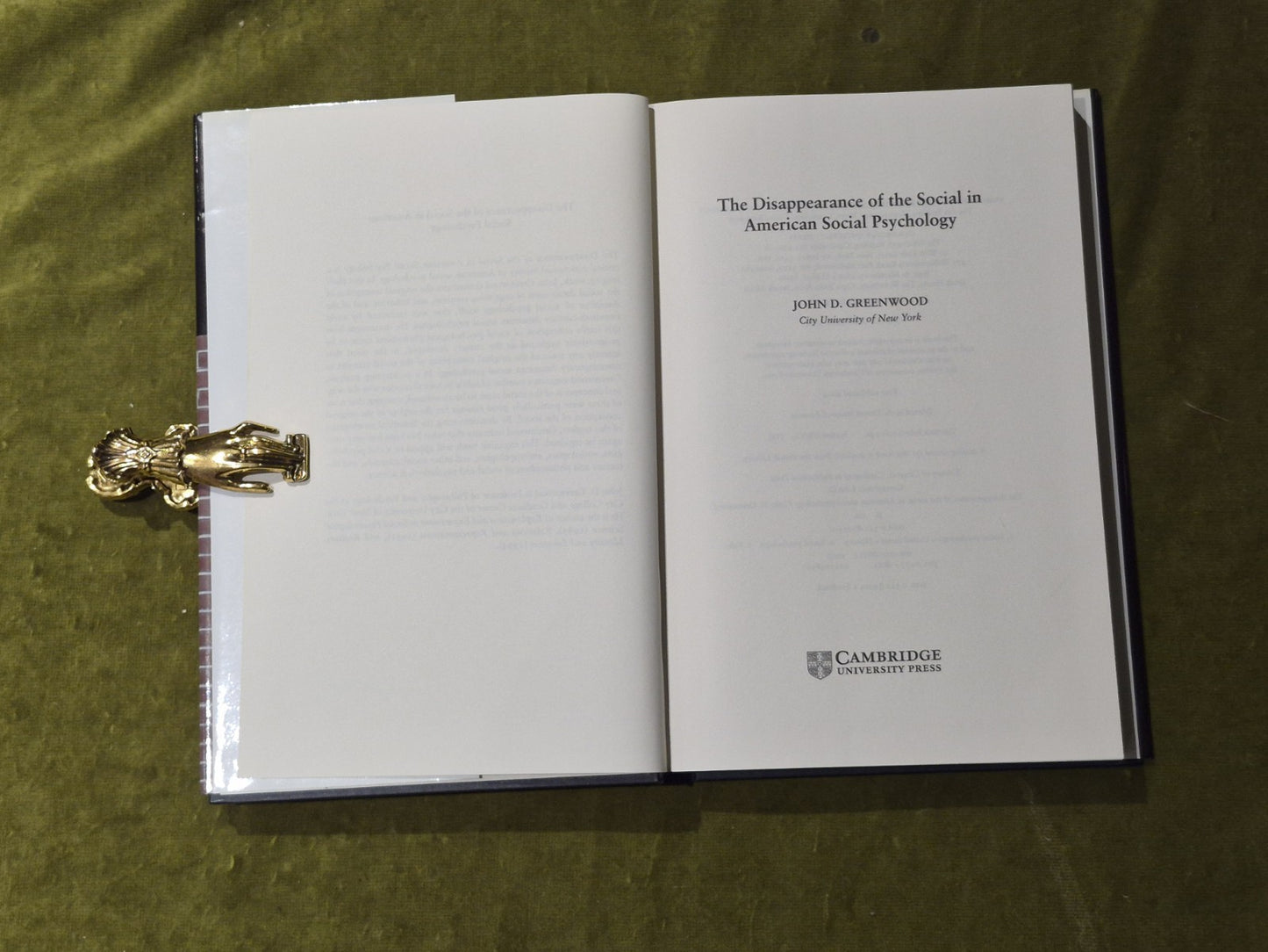 The Disappearance of the Social in American Social Psychology - Greenwood HB DJ4