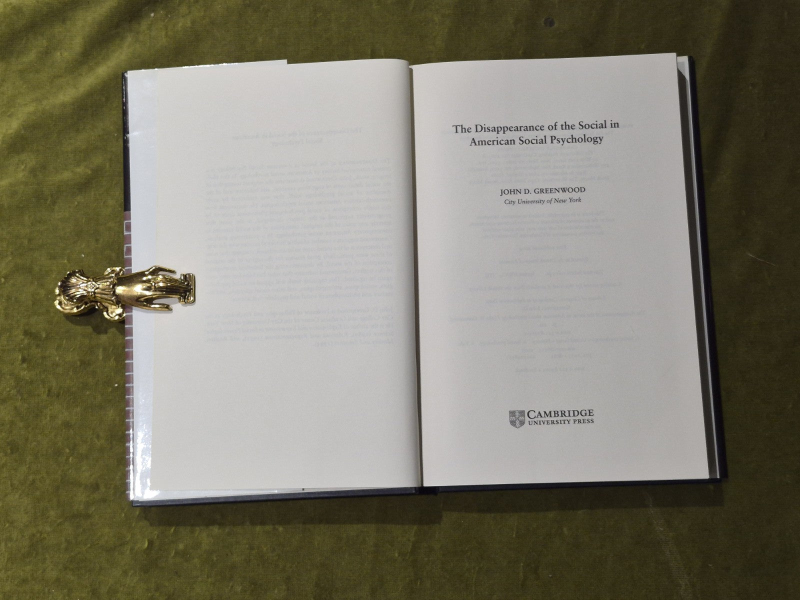 The Disappearance of the Social in American Social Psychology - Greenwood HB DJ4