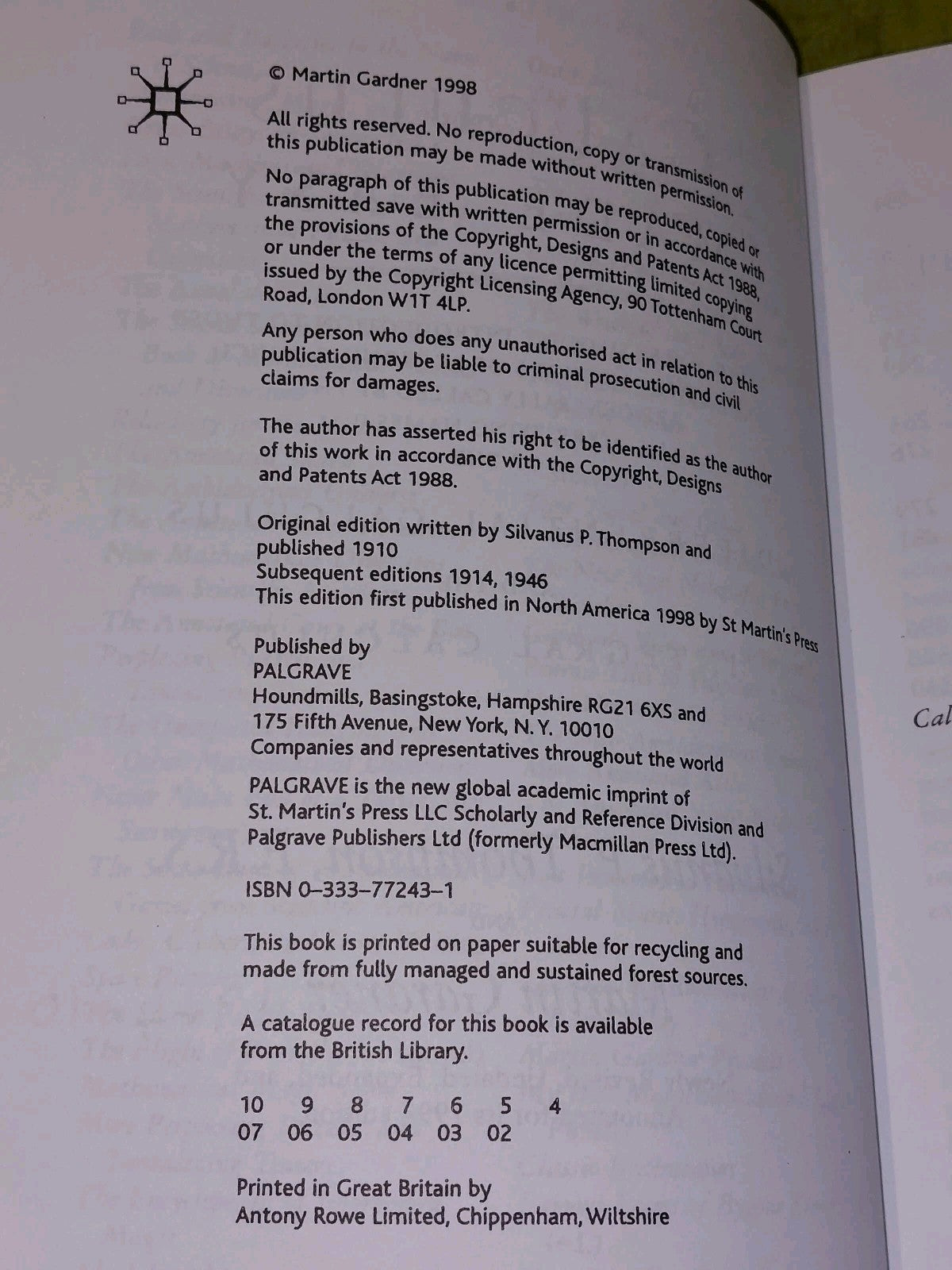 Calculus Made Easy by Silvanus P Thompson (1998)3