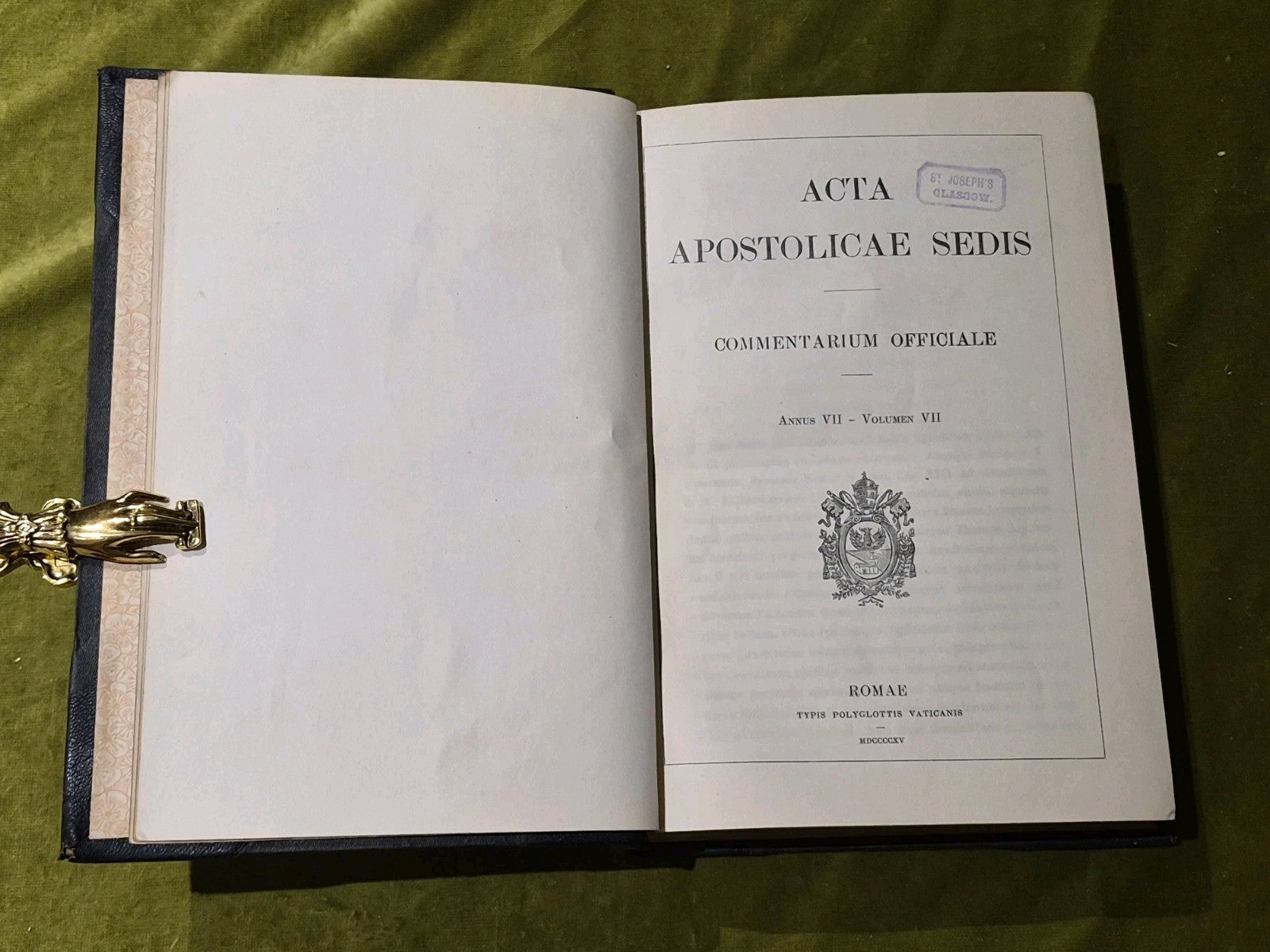 Acta Apostolicae Sedis. Commentarium Officiale -  Annus VII - Volume VII - 19156