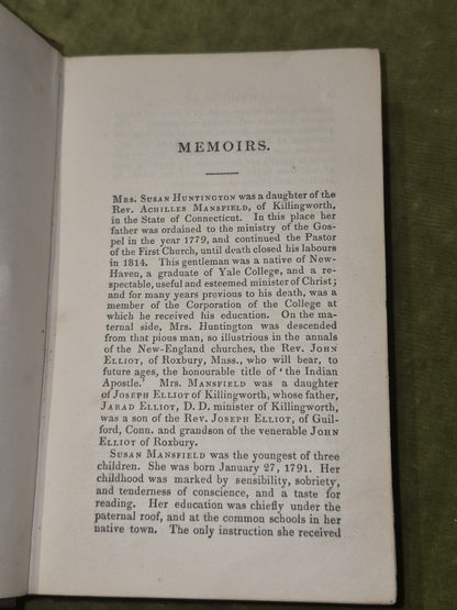 Memoirs of Mrs Susan Huntington, Late of Boston, America.  (1844)8