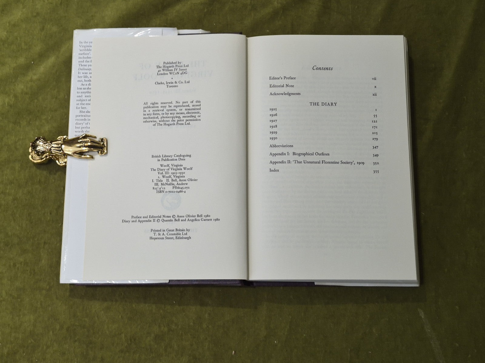 The Diary of Virginia Woolf Volume 3: 1925-1930 Hogarth Press 1980 HB DJ5
