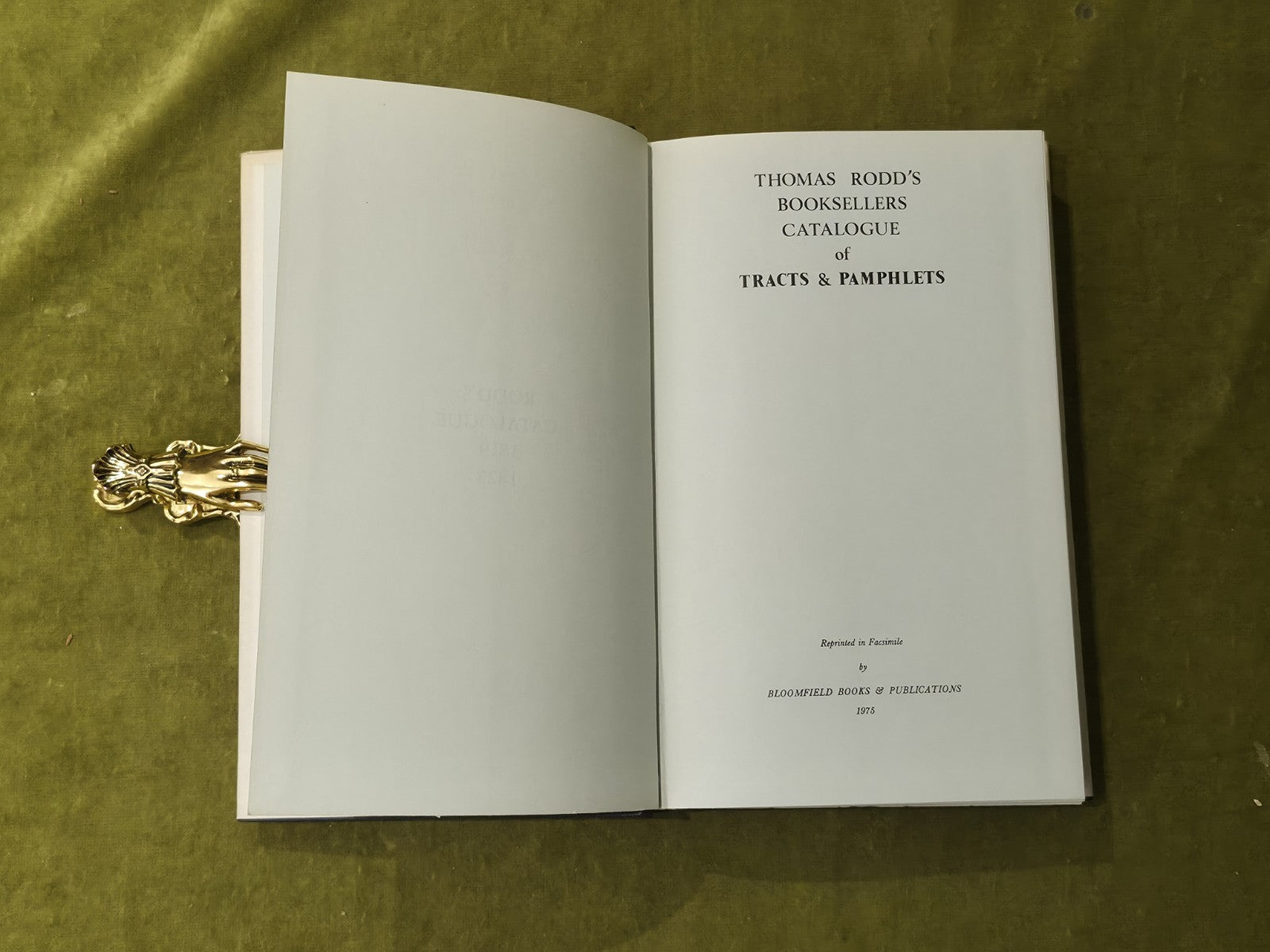 Thomas Rodd's Booksellers Catalogue of Tracts & Pamphlets - 1975 Facsimile HB DJ4