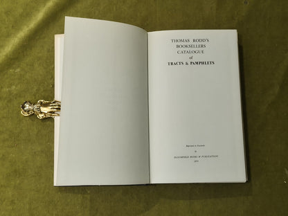 Thomas Rodd's Booksellers Catalogue of Tracts & Pamphlets - 1975 Facsimile HB DJ4